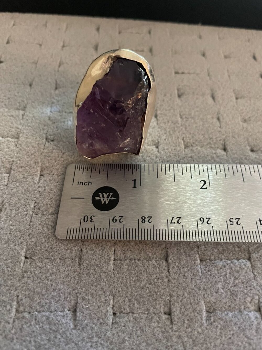Vintage Silver Statement Ring Amethyst Size 8 Handmade Artisan Signed CAROL $350 - Picture 14 of 16